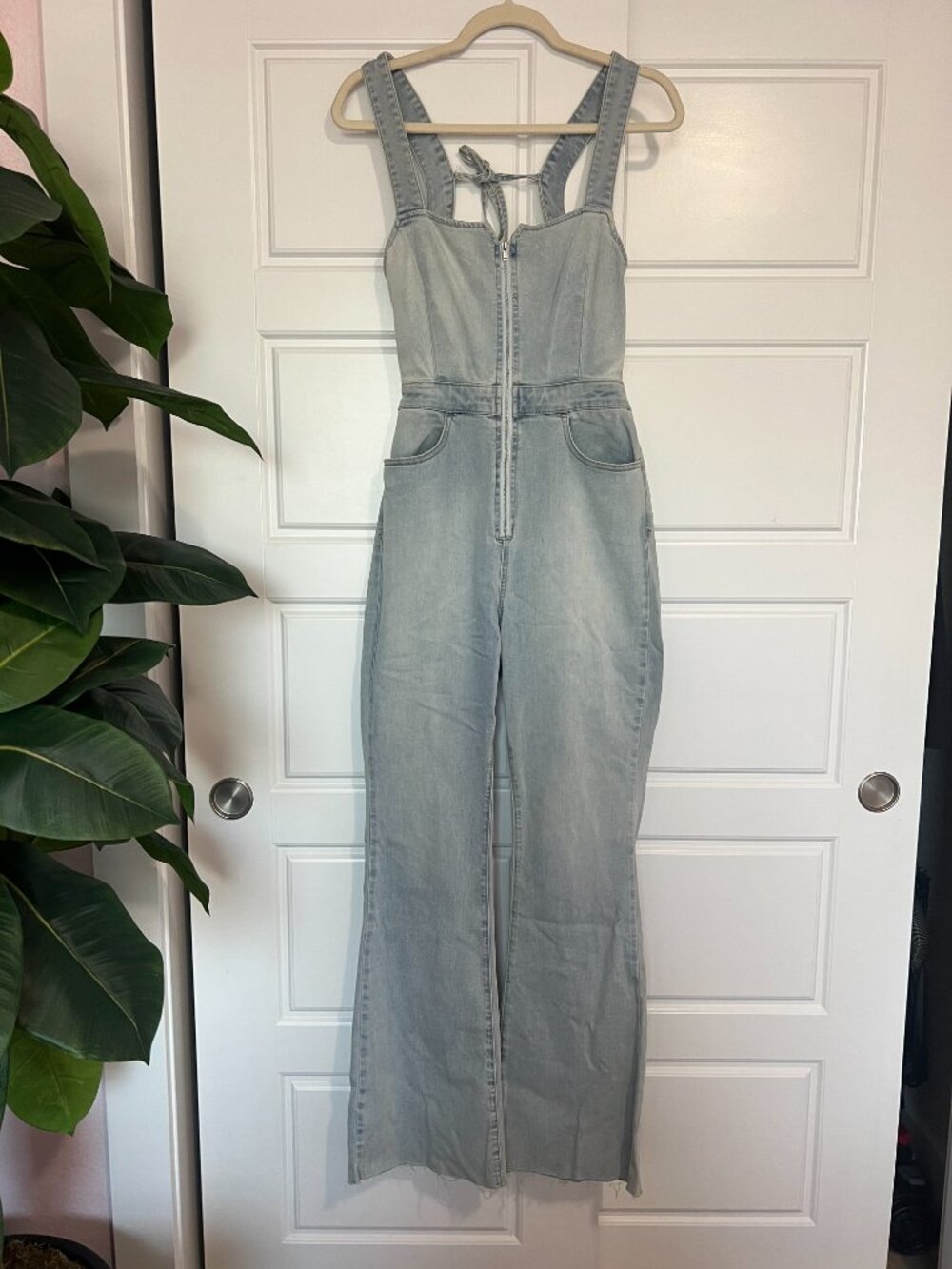 We The Free Crvy 2nd Ave Bootcut Denim Jumpsuit Light Wash Size 6 View 5